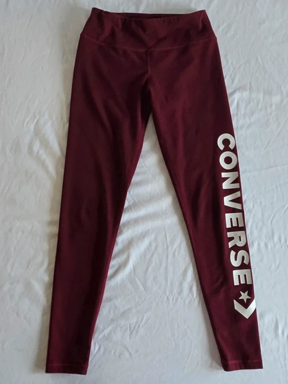 Converse Maroon Leggings with White Logo - S